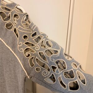 Nanette Lepore Gray Top with Tan Trim